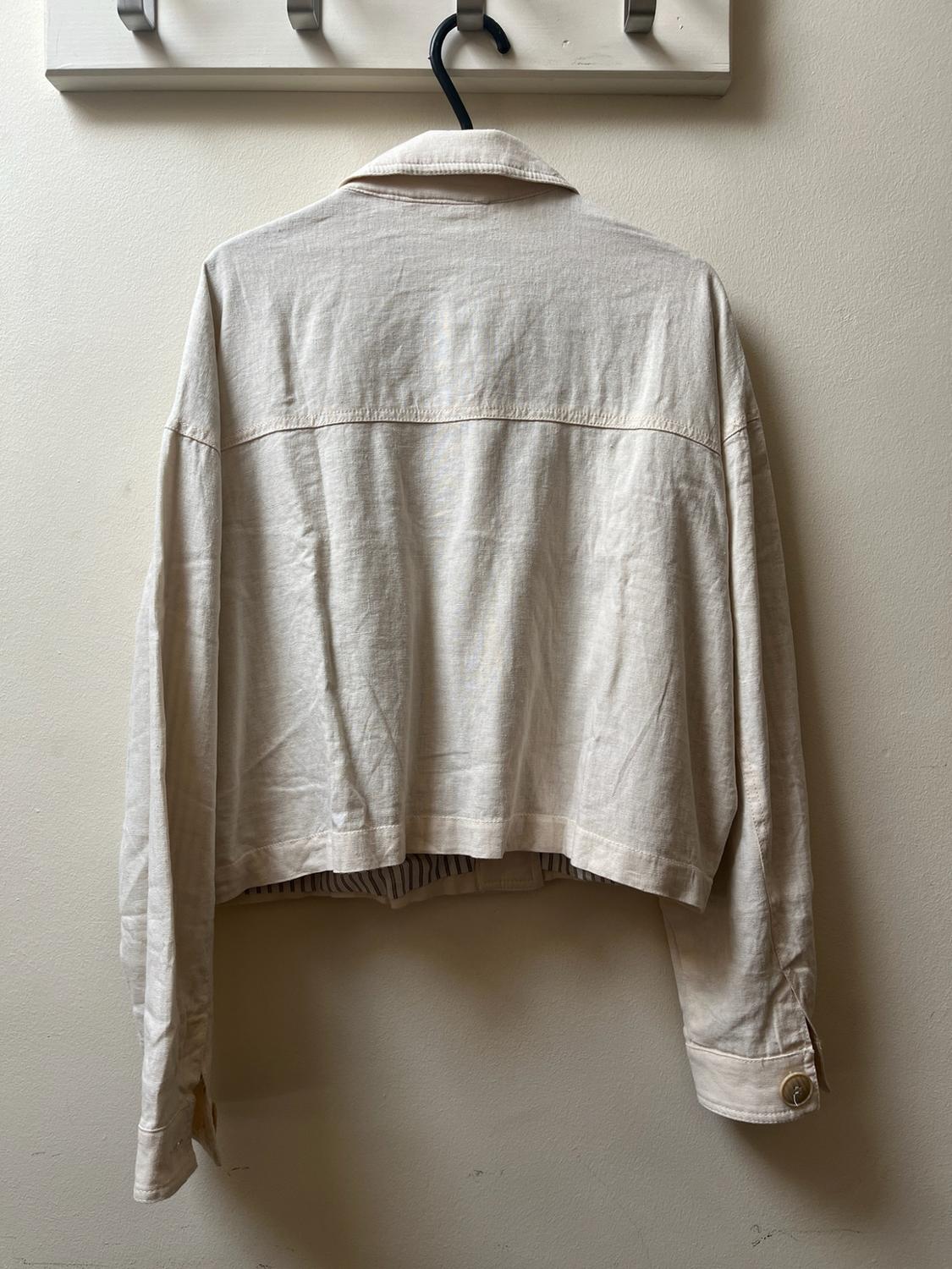 LINEN BLEND CROPPED JACKET - Image 2