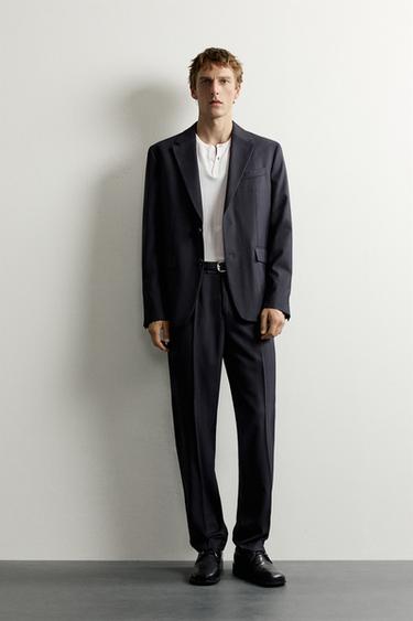 BLAZER ESTRUCTURA ESPIGA CON LANA - Marino de Zara - Imagen 0