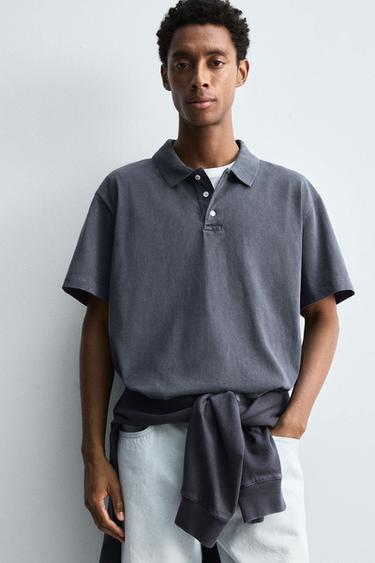 POLO DÉLAVÉ RELAXED FIT - Bleu délavé de Zara - Image 4