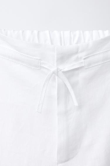 100% LINEN STRAIGHT TROUSERS - Oyster-white by Zara - Image 2