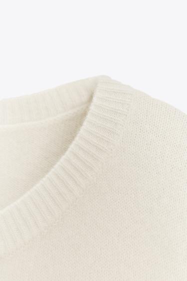 100% WOOL OVERSIZE SWEATER - Ecru by Zara - Image 7
