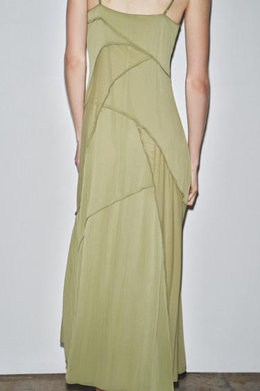 FLOWING COLOUR BLOCK DRESS - Mid-green by Zara - Image 2