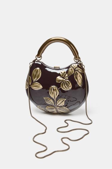 RIGID BOX WITH FLOWERS - Burgundy Red by Zara - Image 2