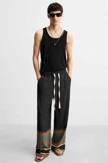 PANTALON COUPE DÉCONTRACTÉE COLOR BLOCK - Noir de Zara - Image 5