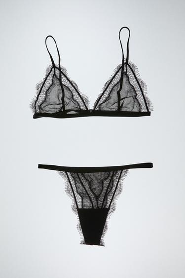 Zara Bralette with lace detail - Black
