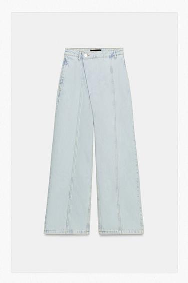 Zara Z1975 LOW RISE CROSSOVER JEANS - Light blue
