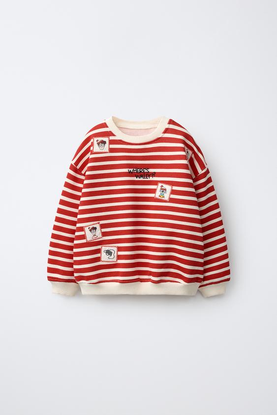 WHERE'S WALLY? ® DREAMWORKS STRIPE SWEATSHIRT - Red / White by Zara - Image 0