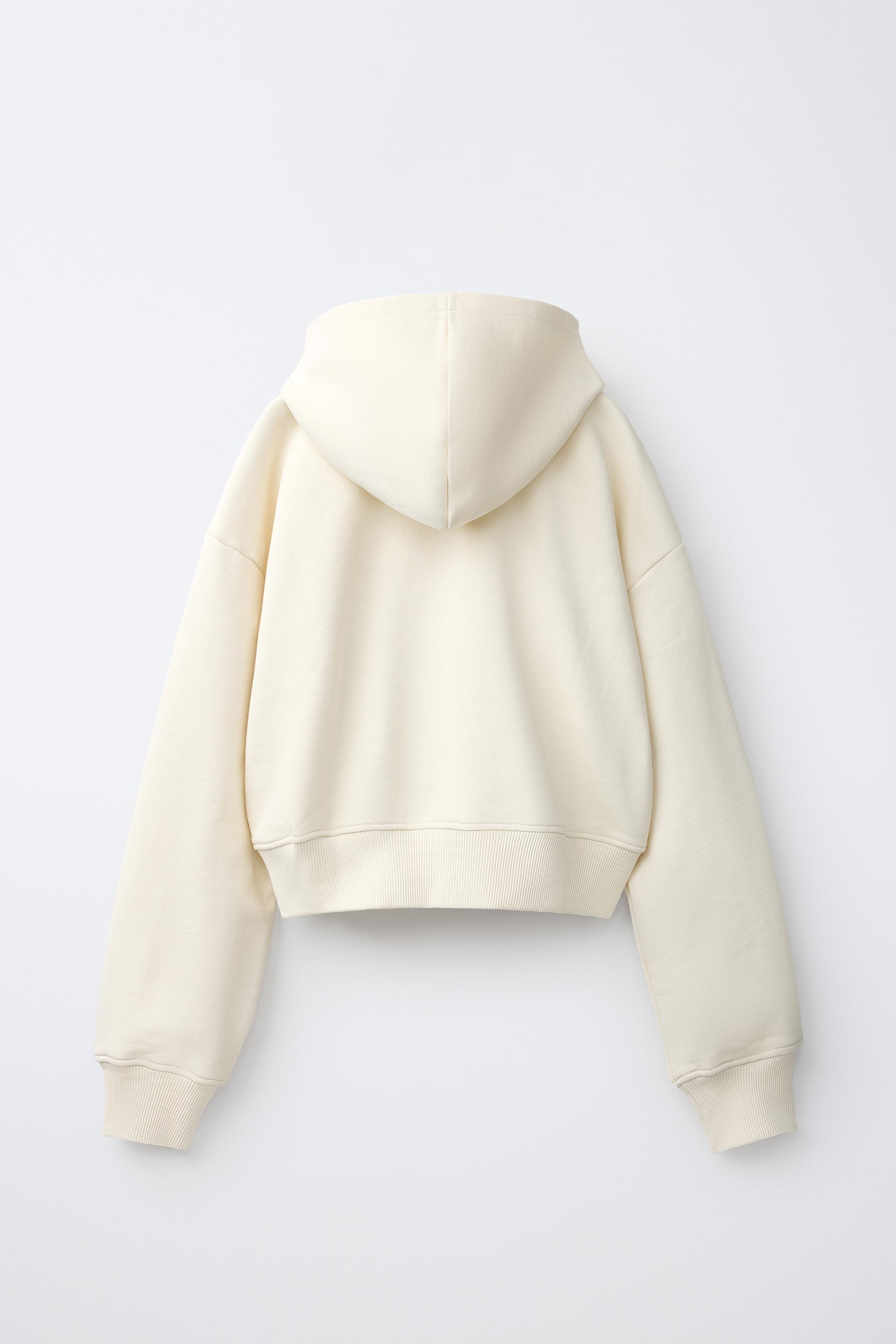 CROPPED HOODIE — Ecru