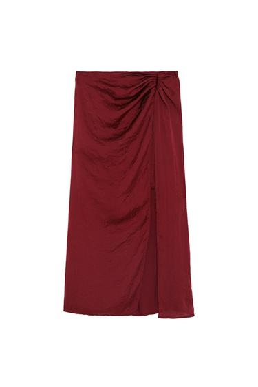 SATIN SKIRT WITH SLIT