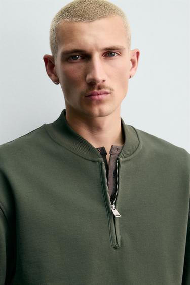 SWEAT COL ZIPPÉ - Vert moyen de Zara - Image 5