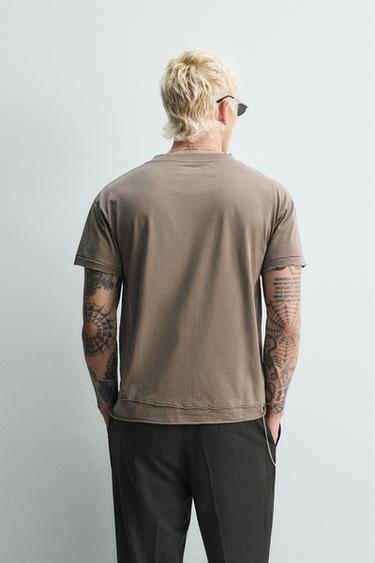 IRREGULAR FINISH T-SHIRT - Stone by Zara - Image 2