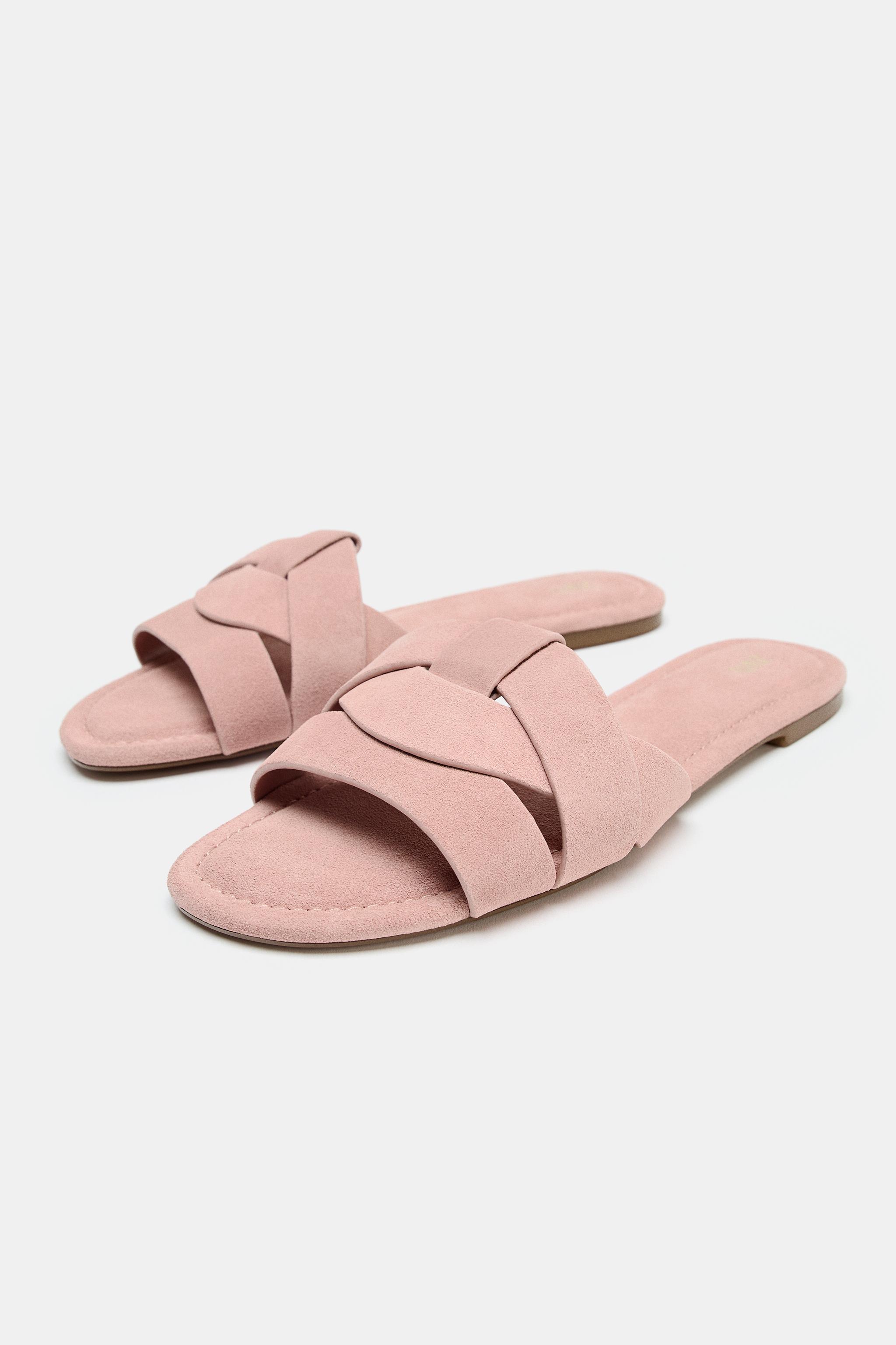 CROSSOVER LEATHER FLAT SANDALS