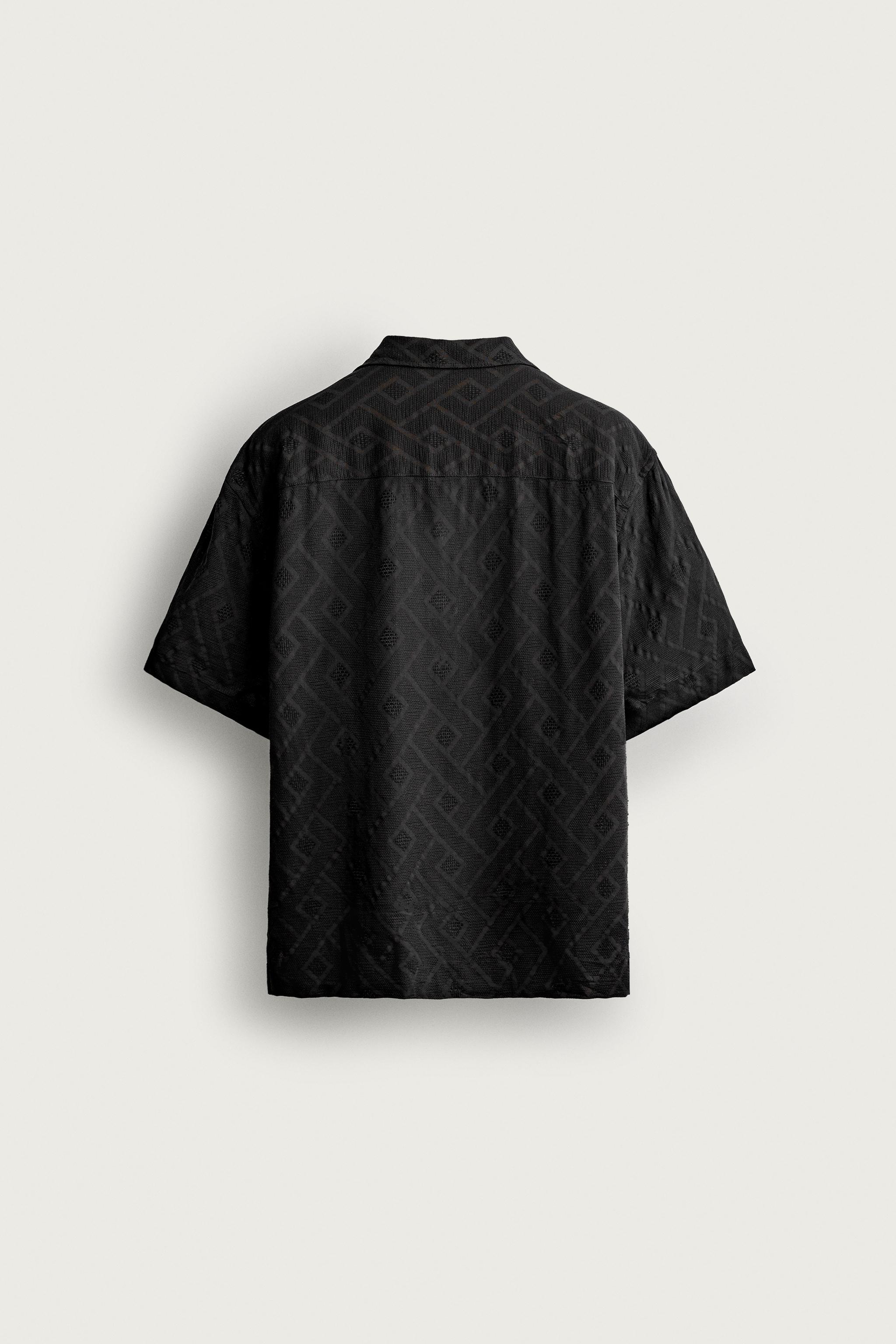 Мужские рубашки Zara GEOMETRIC JACQUARD SHIRT — фото 7