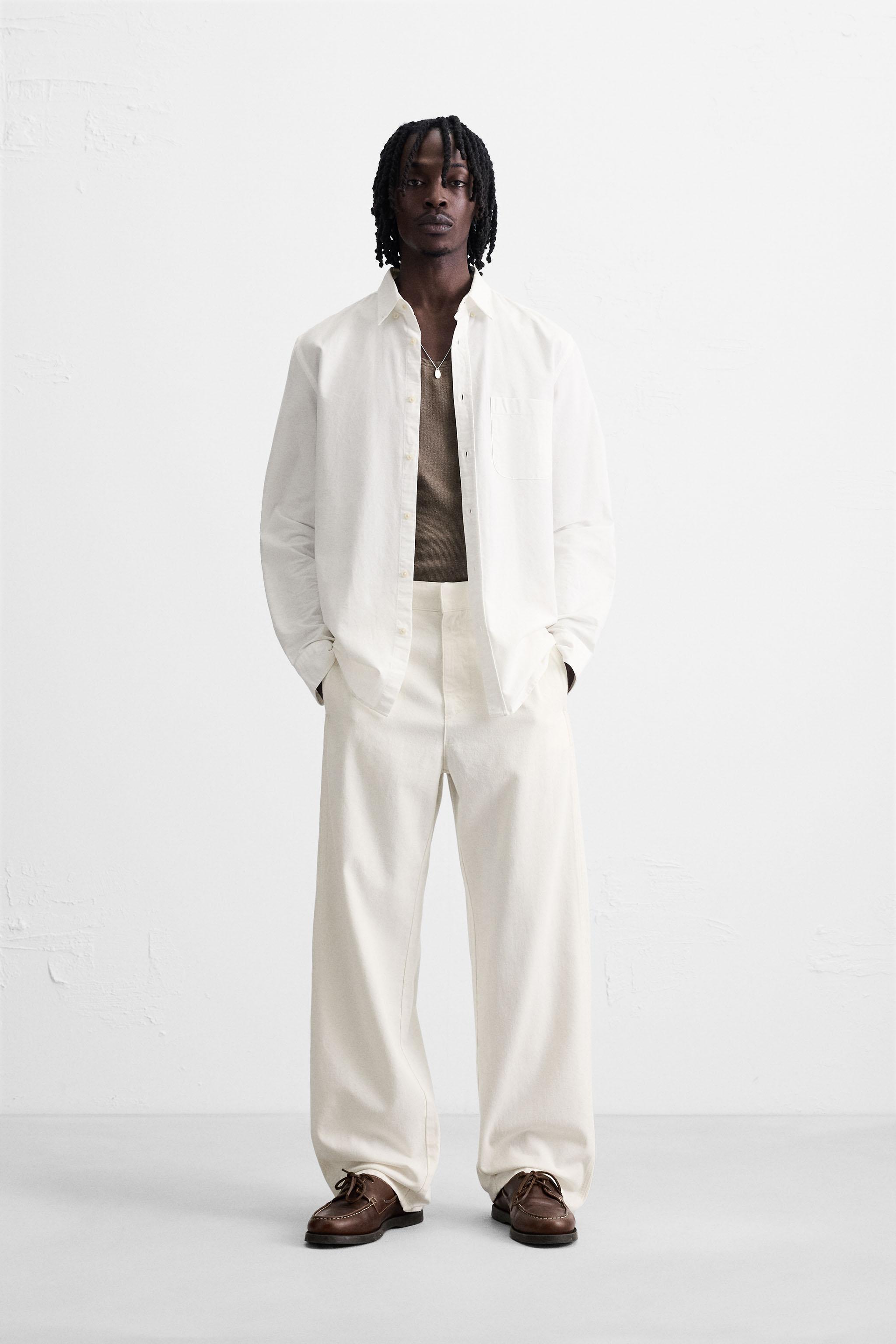COTTON HEMP CHINO PANTS - White | ZARA United States