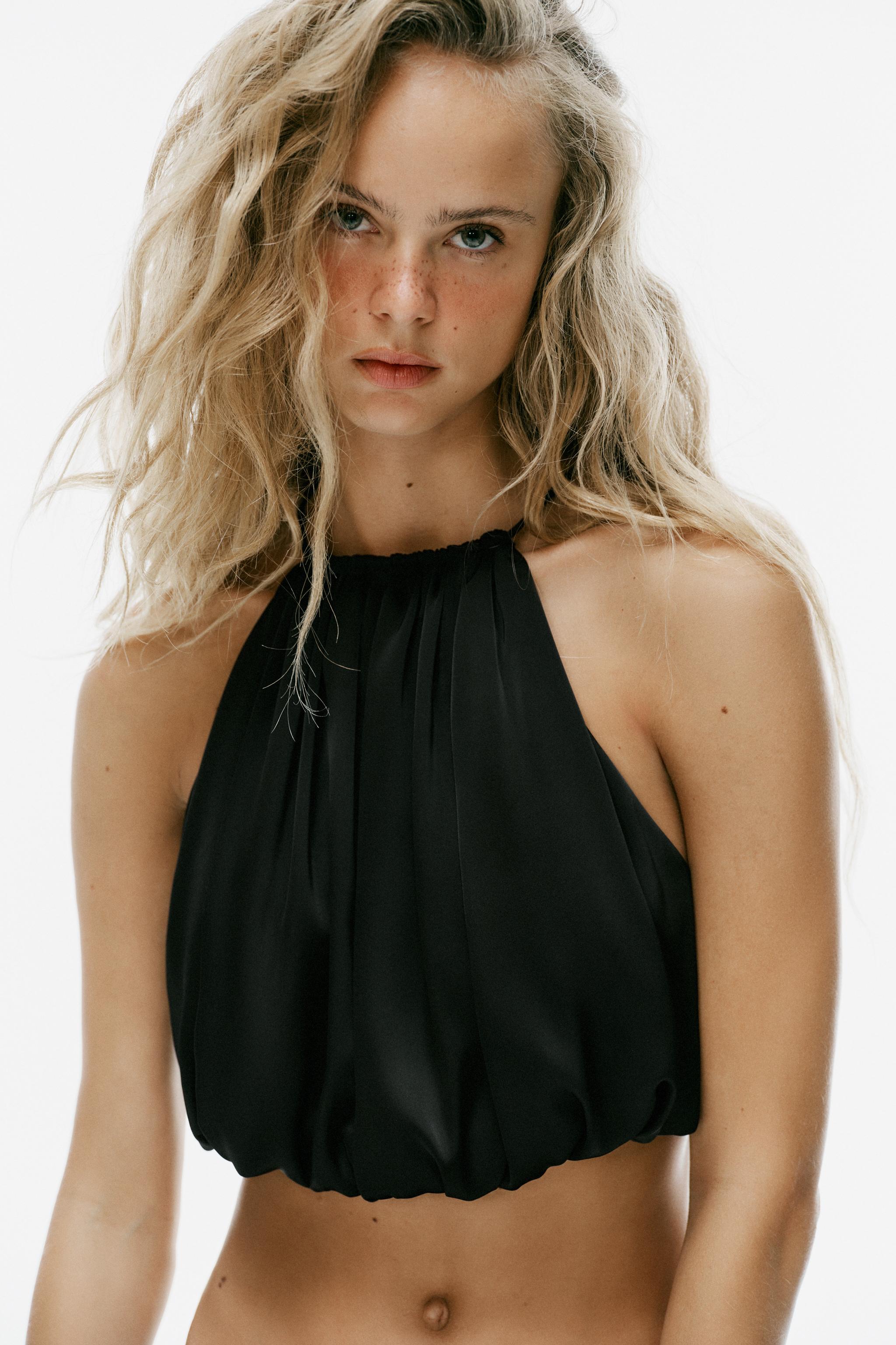 SATIN BALLOON CROP TOP