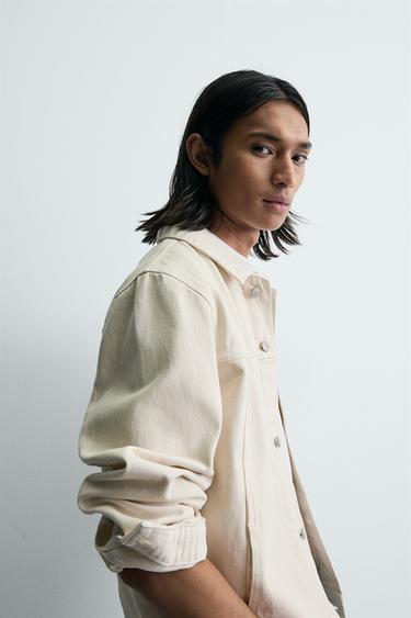 BASIC DENIM JACKET - Oyster-white by Zara - Image 4