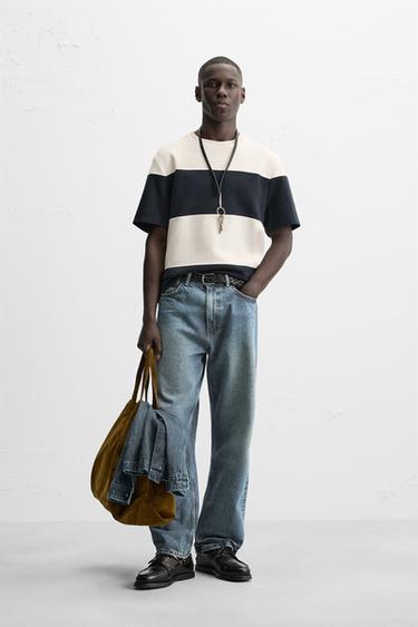 COMPACT PIQUÉ T-SHIRT - White / Navy by Zara - Image 0