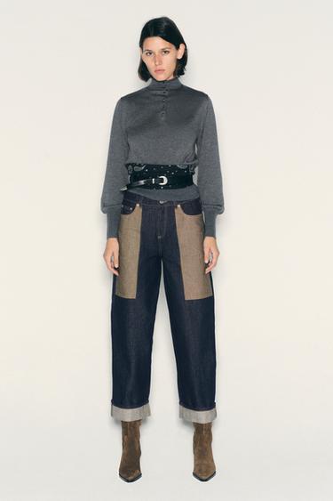 Z1975 HIGH-RISE COMBINED CUFFED JEANS — Blue 1