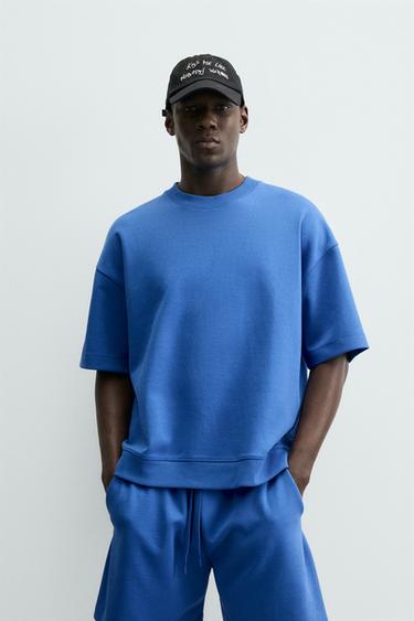 SUDADERA INTERLOCK TÉCNICA - Azulón de Zara