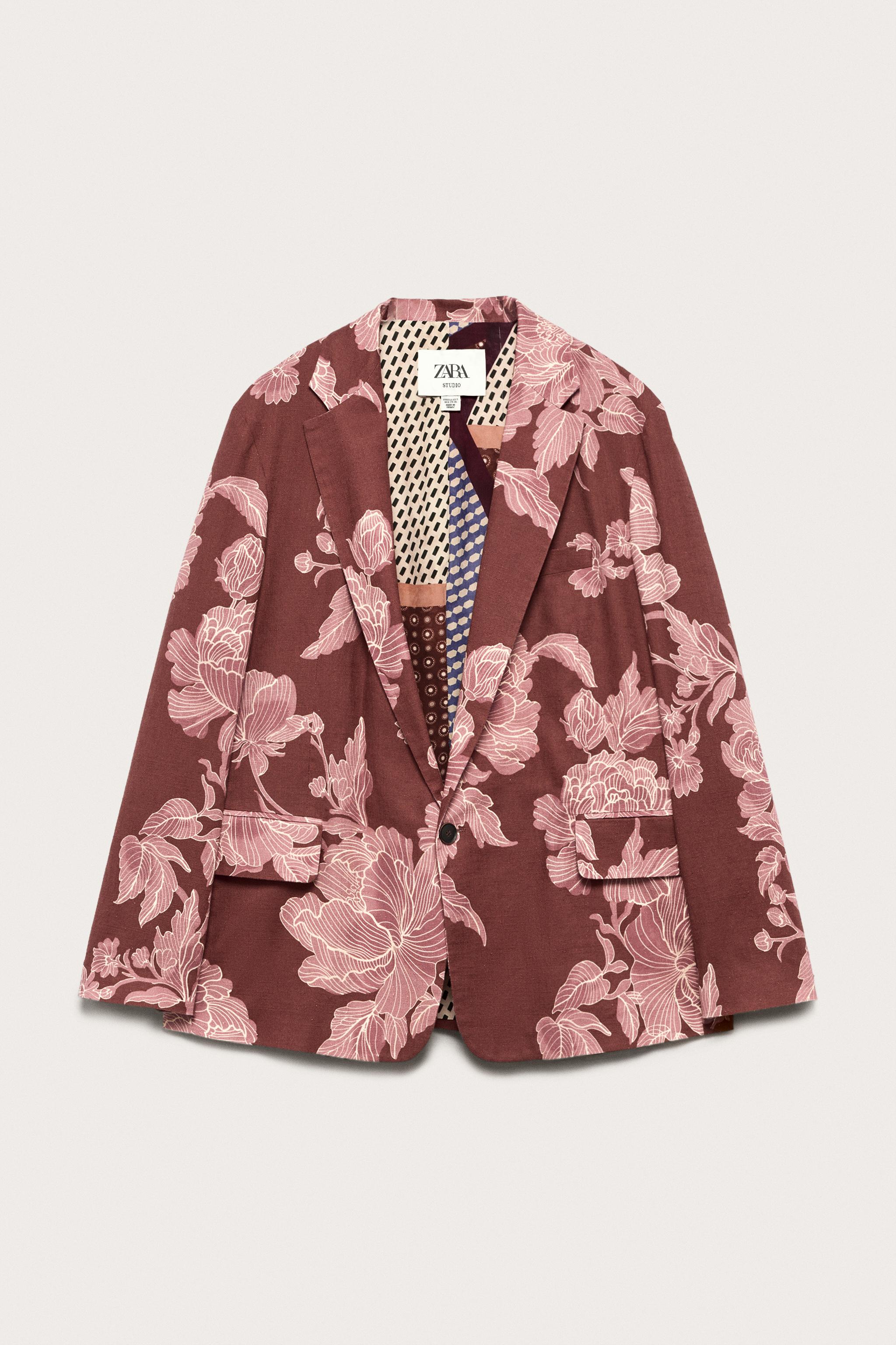 LIMITED EDITION PRINTED LINEN-COTTON RELAXED FIT BLAZER — Printed