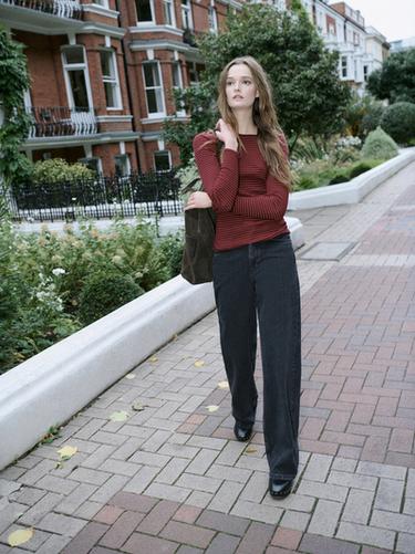 Zara High-waist straight-leg jeans - Black