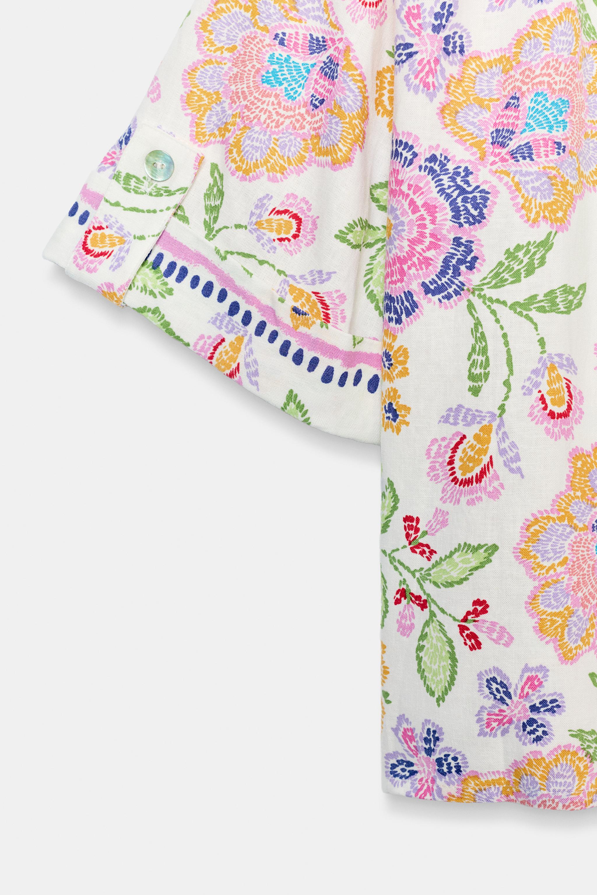 FLORAL PRINT LINEN BLEND SHIRT