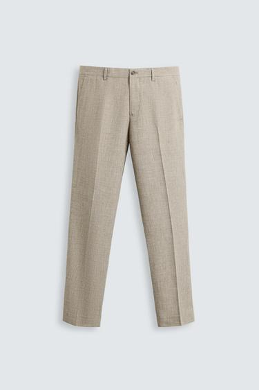 Zara WOOL SUIT PANTS - Beige