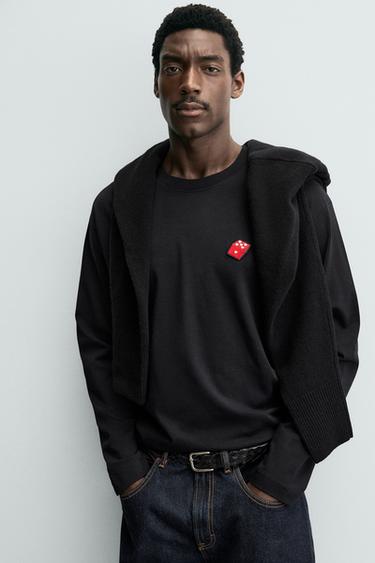 T-SHIRT À PIÈCE DÉS ET CŒURS - Noir de Zara - Image 4