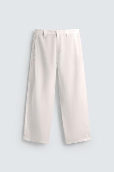FLOWING TROUSERS WITH SIDE PLEATS - White by Zara