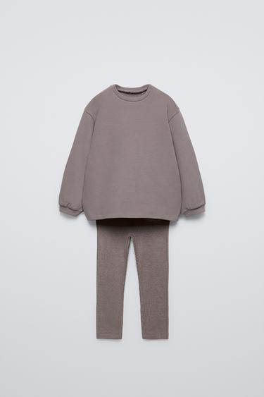 CONJUNTO CAMISETA MEDIUM WEIGHT Y LEGGING RIB SOFT TOUCH - Marrón / Topo de Zara