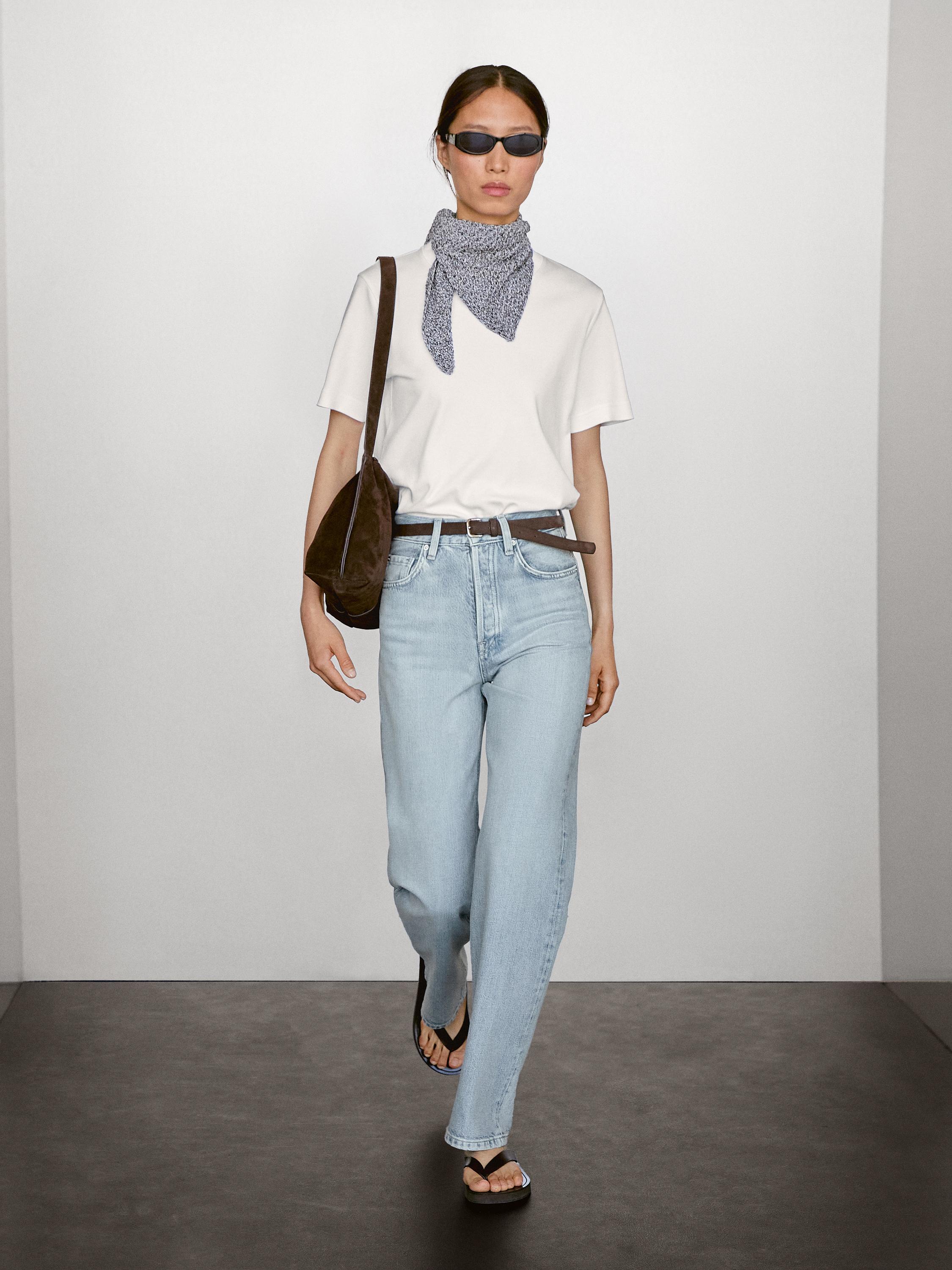 100% cotton short sleeve T-shirt - Oyster-white | ZARA