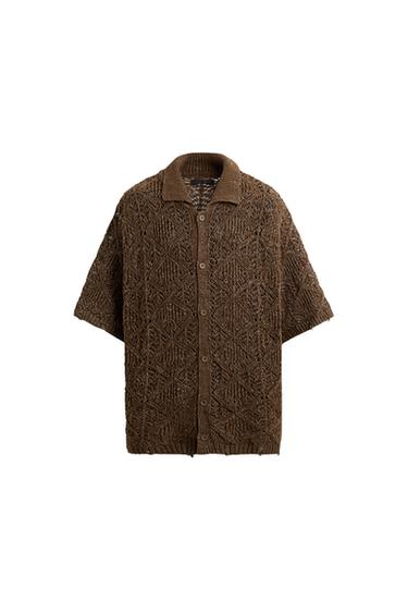 TEXTURED KNIT RIPPED SHIRT