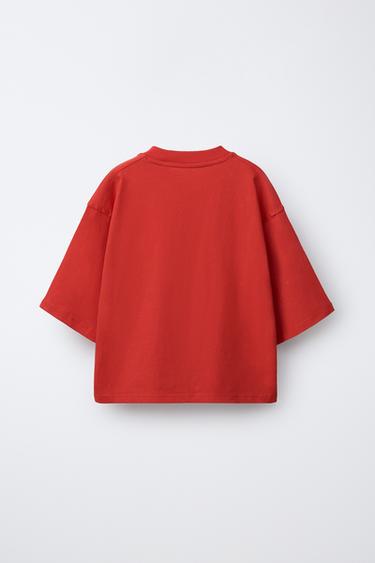 T-SHIRT À INSCRIPTION - Rouge de Zara - Image 1
