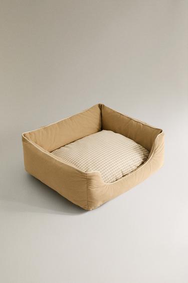 GINGHAM PET BED WITH CUSHION - Beige by Zara - Image 1