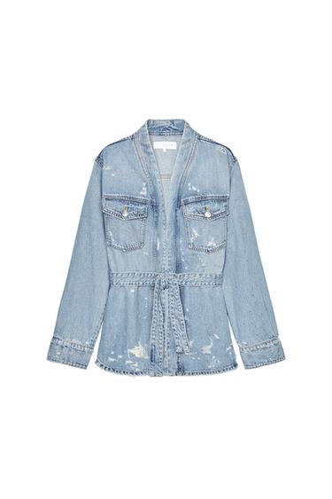 DENIM TRF OVERSHIRT WITH RIPS