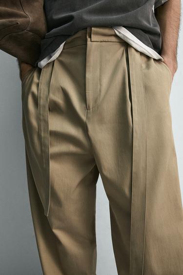 PANTALON FLUIDE PLIS CEINTURE - Vert moyen de Zara - Image 4