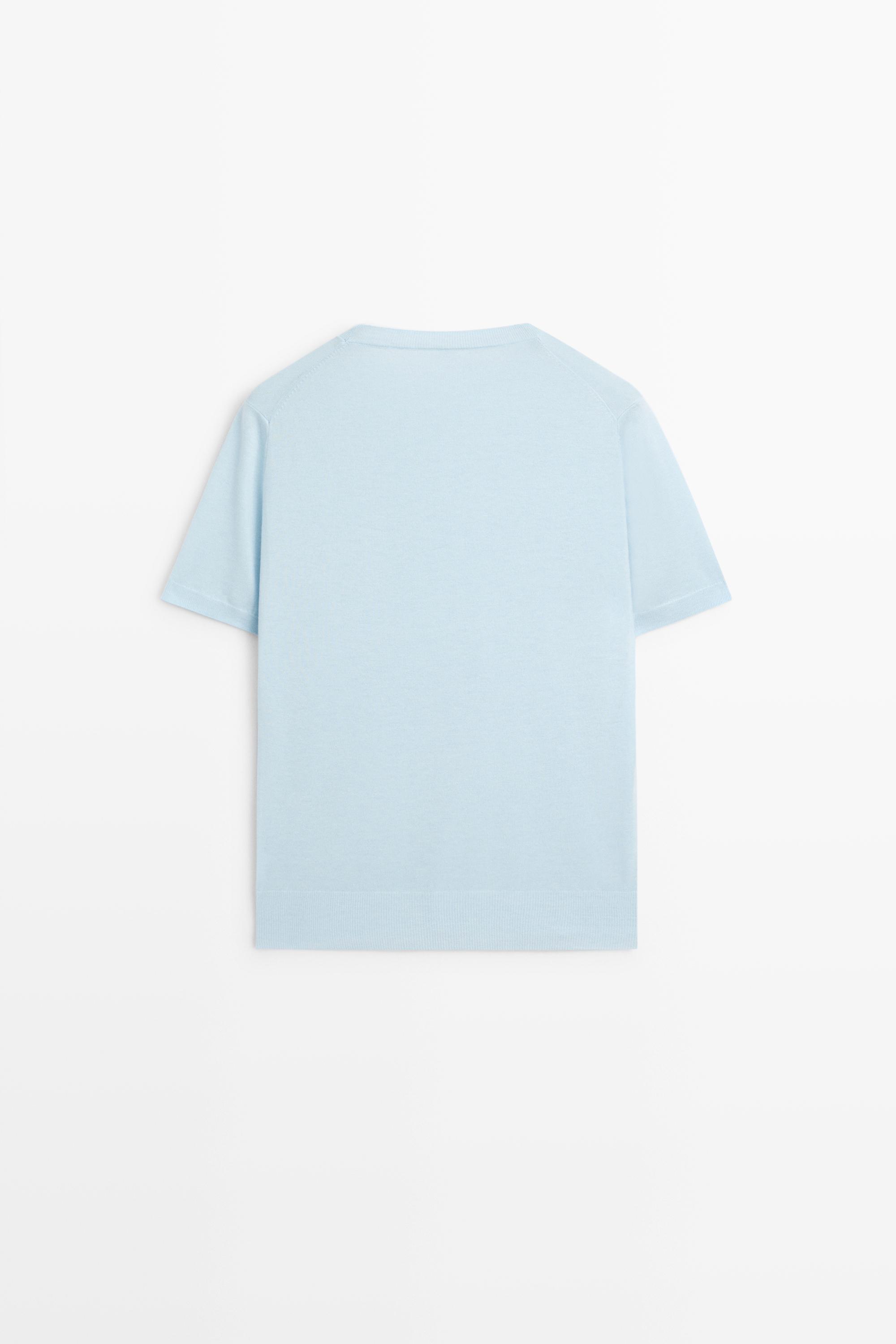 Short-sleeve fine-knit sweater