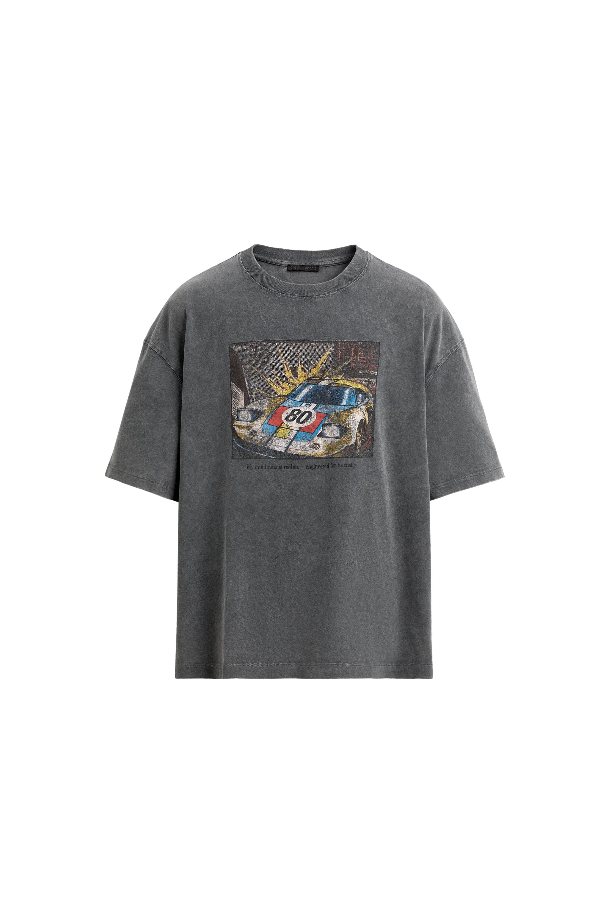 WASHED COMIC PRINT T-SHIRT - Gray | ZARA United States