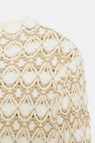 PULL EN MAILLE STRUCTURÉ - écru-blanc de Zara - Image 7