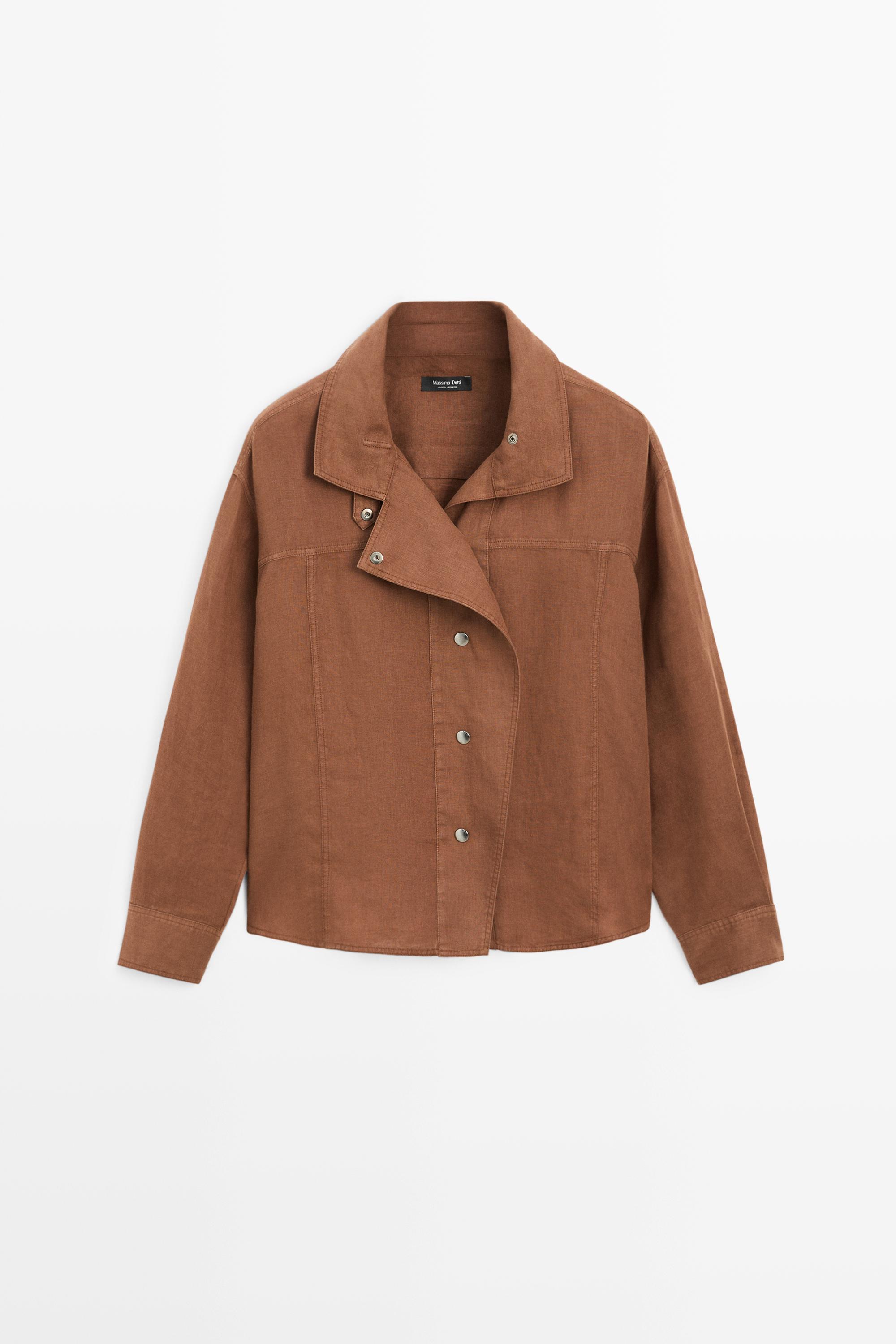 Chemise 100 % lin à boutons pression