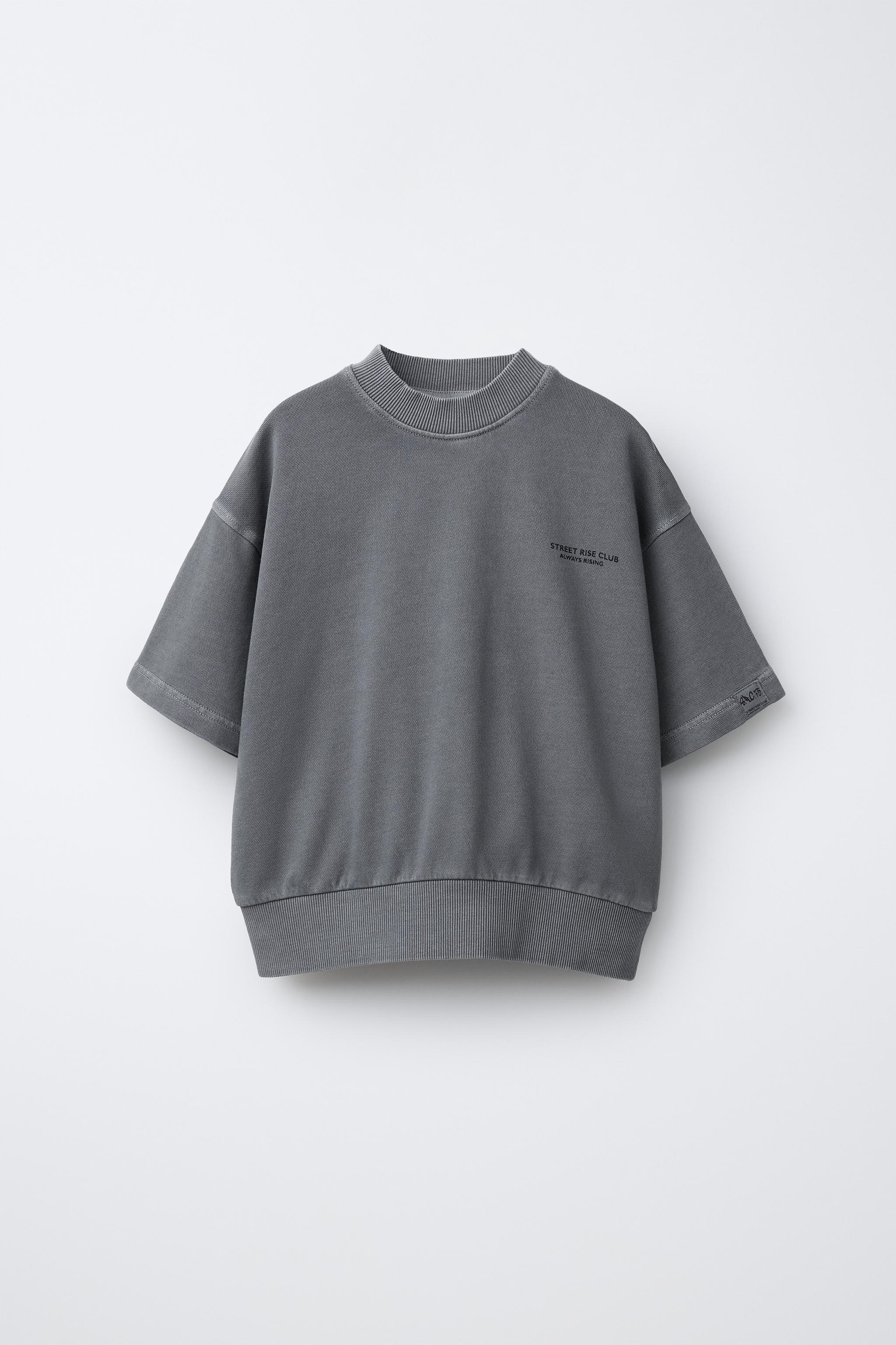 SHORT SLEEVE SWEATSHIRT AND CARGO BERMUDA SET - Anthracite grey
