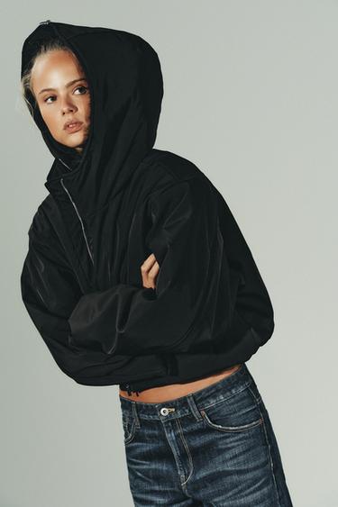 VESTE MATELASSÉE À CAPUCHE EFFET FOURRURE DÉPERLANTE COUPE-VENT - Noir de Zara - Image 6