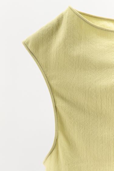 POINTELLE TOP WITH SATIN BOW - Light green by Zara - Image 5