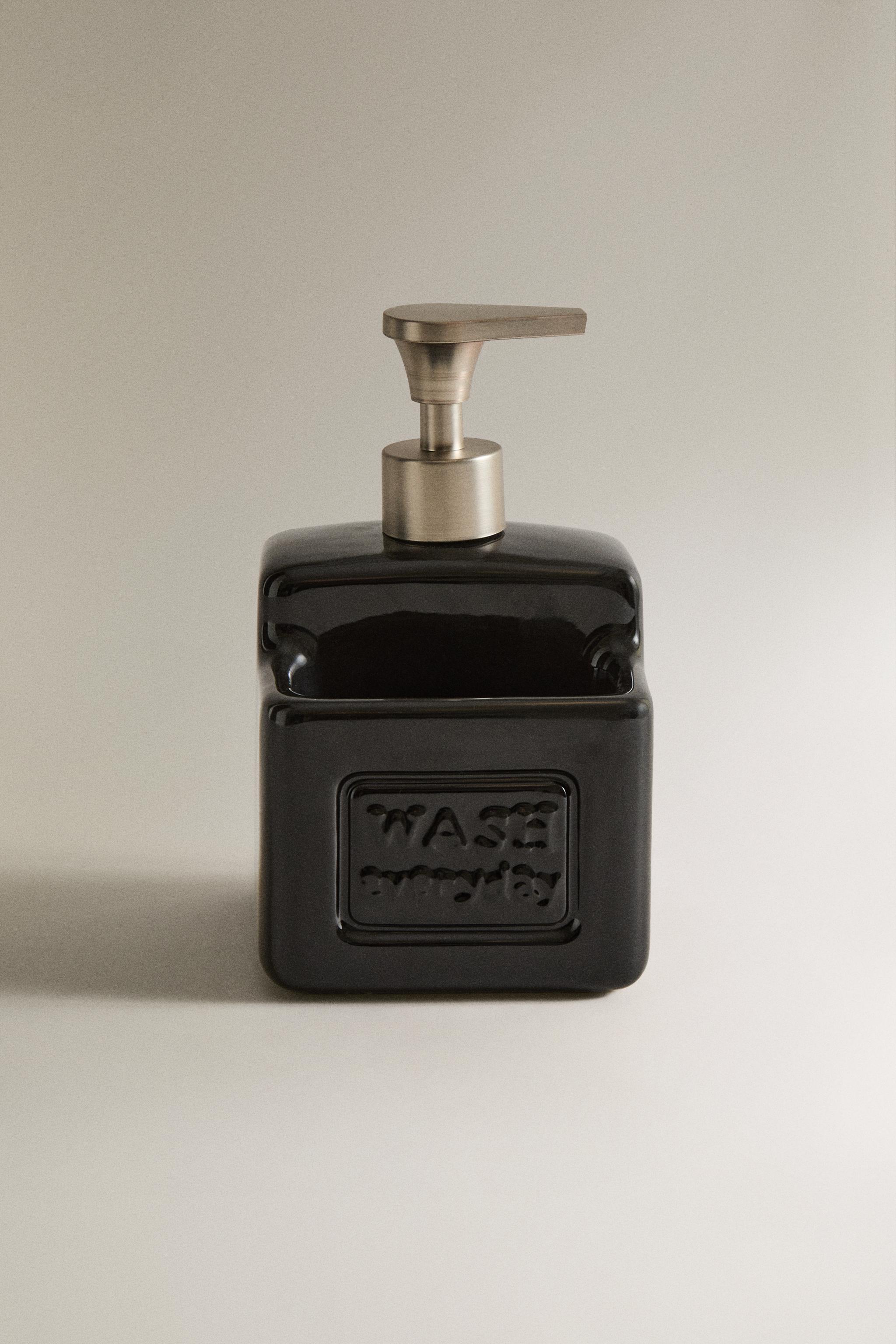 CERAMIC DISH SOAP DISPENSER WITH STORAGE — Black