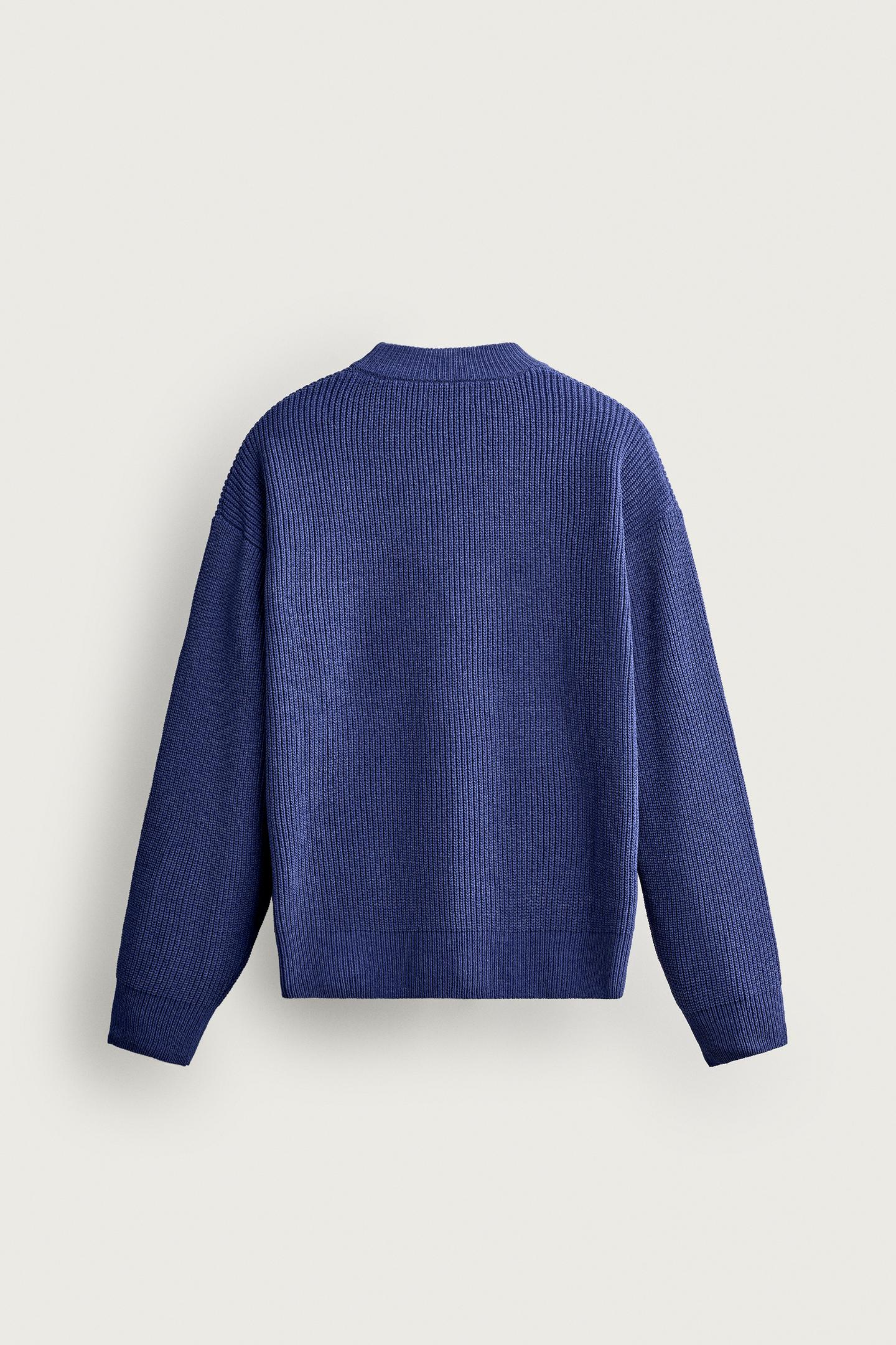 Мужской свитер Zara Chenille Relaxed Fit, цвет: Голубоватый — фото 8