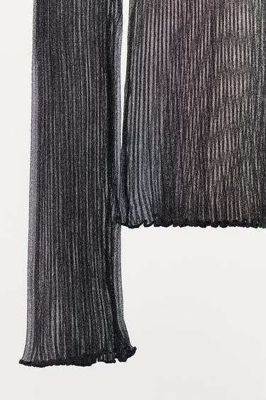 TOP EN MAILLE FINE À COL MONTANT - Gris de Zara - Image 6