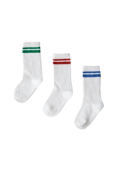 3-PACK SPORT STRIPE CREW SOCKS — White 2
