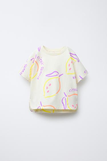 Zara PRINTED T-SHIRT - Light yellow