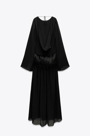 LIMITED EDITION FAUX FUR SASH DRESS - Black by Zara - Image 3