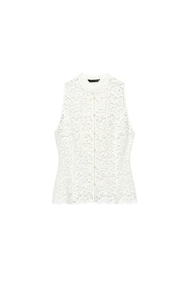 TOP GUIPUR ALAMARES - Blanco de Zara